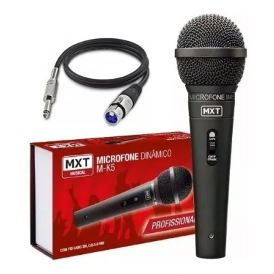 Microfone com Fio Mxt M-k5 Dinamico 