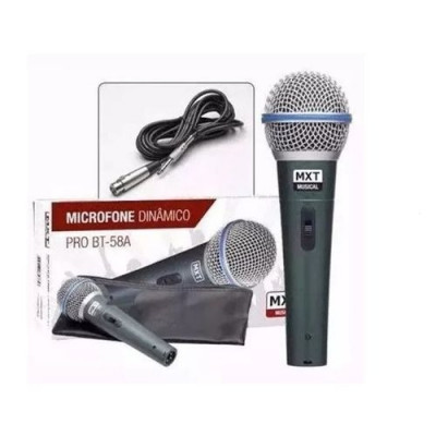Microfone Com Fio Mxt Dinamico De Metal Pro Btm-58a Profissional