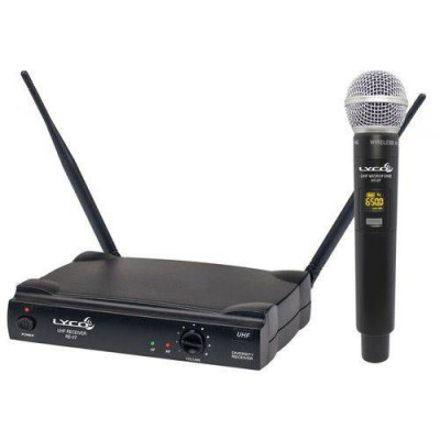 Microfone Sem Fio Multifrequencial Lyco Uh07 M De Mao Uhf 26 Frequencias