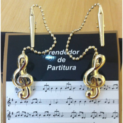 Prendedor De Partitura Clipets C/ Corrente Paganini Dourado Ppt081