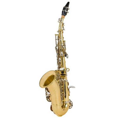 Saxofone Soprano Curvo Schieffer Corpo Niquelado Chaves Laq Com Estojo