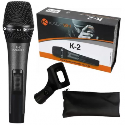 Microfone Profissional Com Fio Kadosh K2 com Bag e Clamp