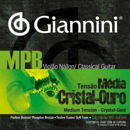 Encordoamento Violão Nylon Giannini Cristal/Ouro C/B Genwg 5932