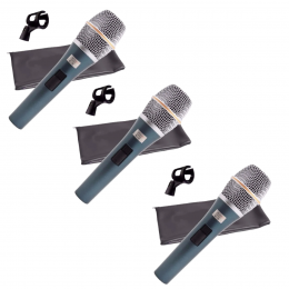 Kit C/ 3 Microfones com Fio Kadosh K98