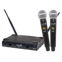 Microfone Sem Fio Multifrequencial Lyco Profissional Duplo De Mao Uhf Uh08mm 52 Frequencias
